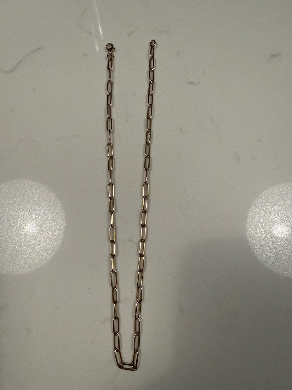 14k yellow Gold Paperclip Chain Necklace 16”